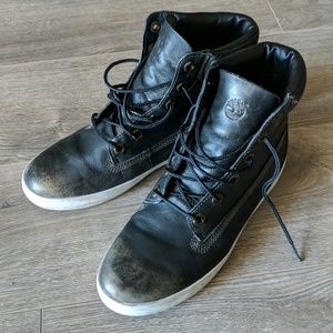 Black Leather Timberland High-top Sneakers